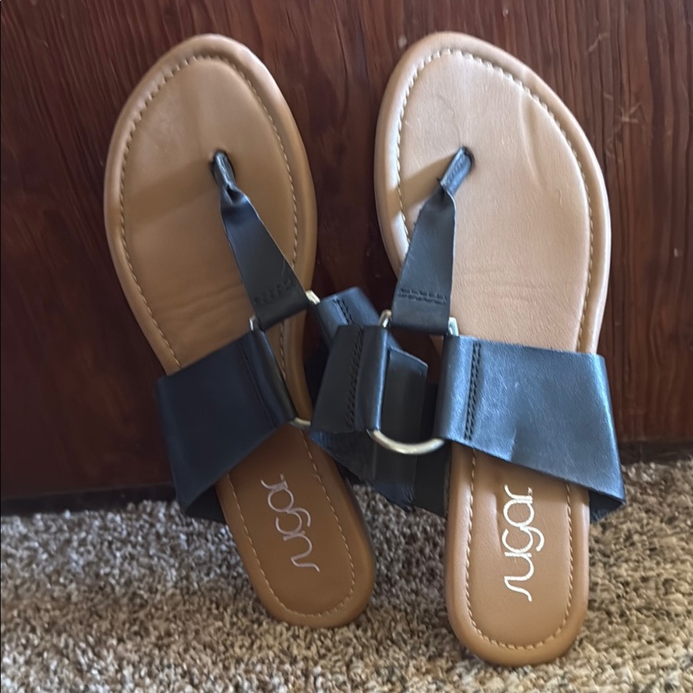 Sugar Black and Tan Sandals
